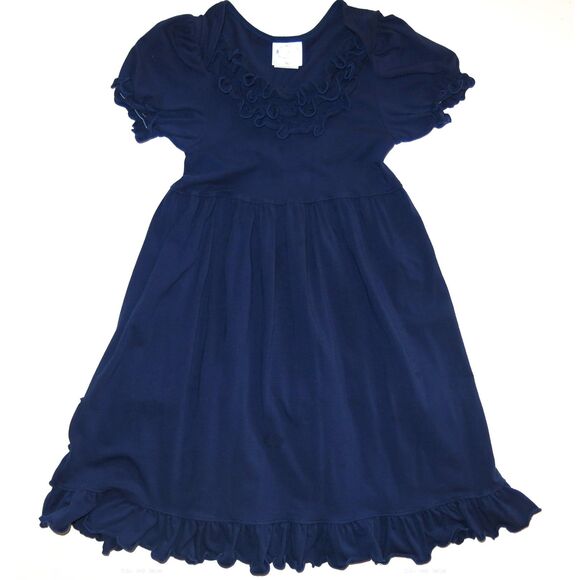 Loves Me Not Head of the Class navy ruffle bustle knit lap short sleeve dress 10 - Picture 4 of 6